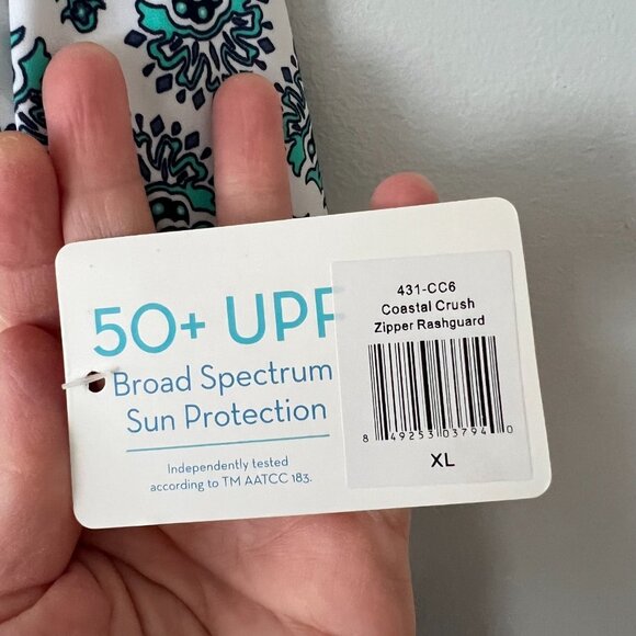 NWT Cabana Life Coastal Crush Zipper Rashguard Top UPF Sun Protection Women's XL - Picture 5 of 10